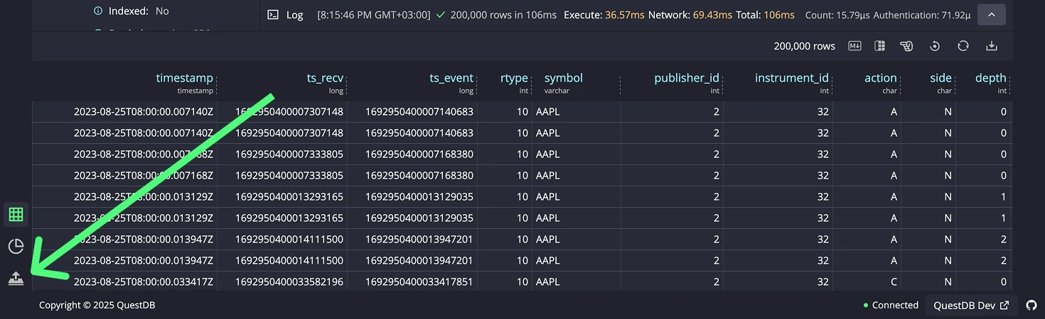Screenshot of the Web Console showing the location of the Import tab